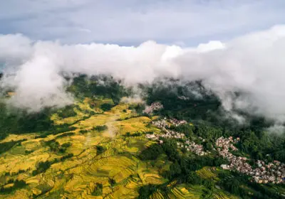 Vue aérienne des rizières en terrasse de Yuanyang, Yunnan, Chine