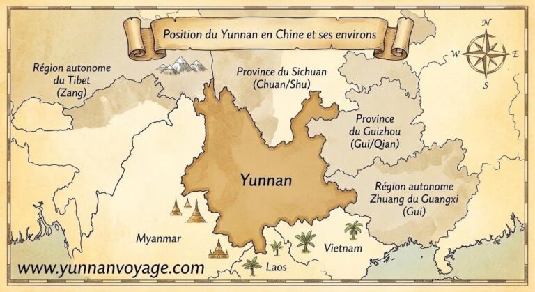 Carte touristique du yunnan - postition du Yunnan et ses envrions